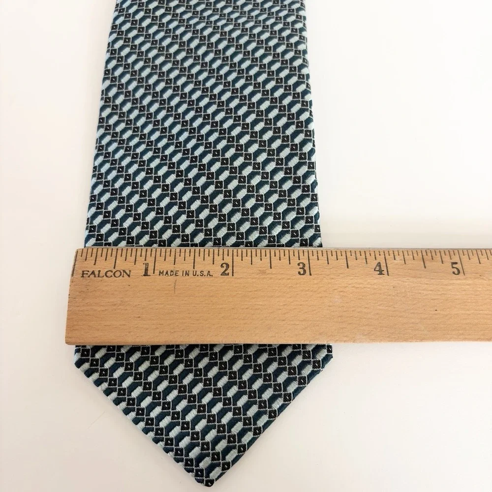 Vtg Jos A Bank Joseph 100% Silk Tie Teal Art Deco Geometric Made Italy NWT